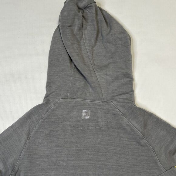 Footjoy Womens Golf Hoodie Sweatshirt, Side Zip Pocket Size XS Gray Yellow NEW - Picture 13 of 15